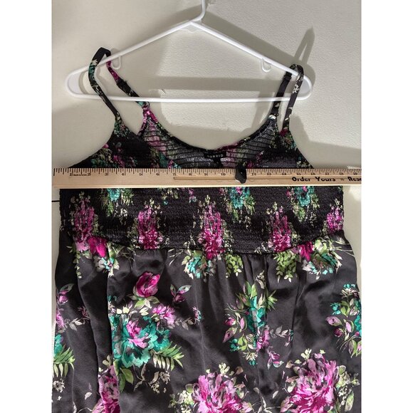 Torrid Camisole Womens 16 Smocked Floral Print Empire Waist Camisole gray Size 2 - Picture 9 of 9